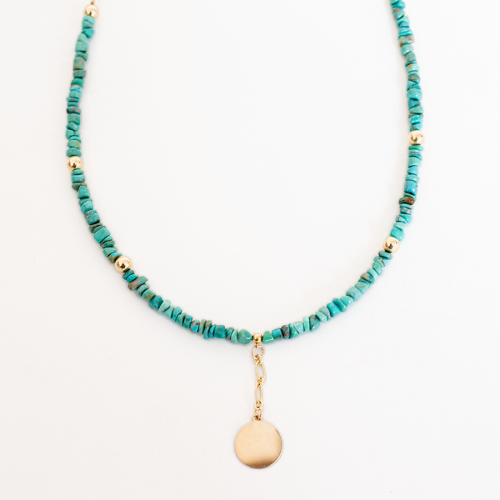 20" Beaded Disc Pendant Necklace